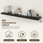 72 Inch Floating Shelves | 12 Inch Deep Black Floating Shelves Set of 2 | 72" W x 12" D Rustic Black Wood Wall Shelves for Ba