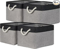 Temary Fabric Storage Baskets 4Pack Storage Bins Decorative Basket for Gift, Clothes Bin with Rope Handle, Rectangle Baskets 