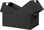 ANMINY 2PCS Storage Baskets for Organizing Collapsible Fabric Storage Bins Boxes with Wood Handles Closet Shelves Cube Organi