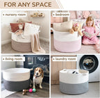 INDRESSME XXXLarge Blanket Basket for Living Room 21.7" x 21.7" x 13.8"-Storage Basket with Handle for Organizing Toy Pillows