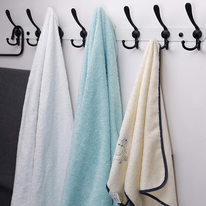 Dseap Coat Rack Wall Mount - 29.5” Long 8-Tri-Hooks Heavy Duty Coat Hanger Rail Wall Hooks for Hanging Coats Hats Clothing Cl