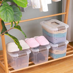 Citylife 4 Packs 8.5 QT Storage Bins with Lids Clear Plastic Bins with Grey Handle Stackable Storage Containers for Organizin