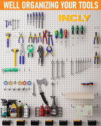 INCLY 238PCS Pegboard Accessories Organizer Kit, Peg Board Hooks Assortment with Peg Bins, Baskets, Paper Towel Holder for 1/
