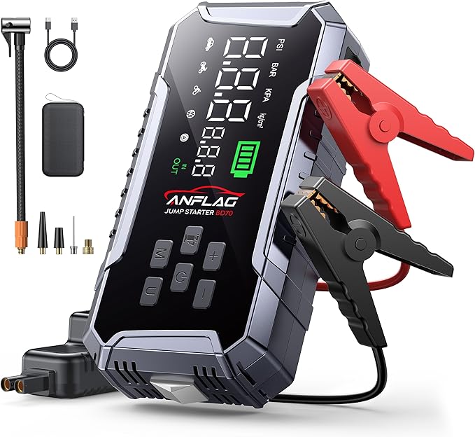 Car Jump Starter with Air Compressor 160PSI, 7000A Car Battery Jumper Starter Portable 12V Jump Box(All Gas/12L Diesel),