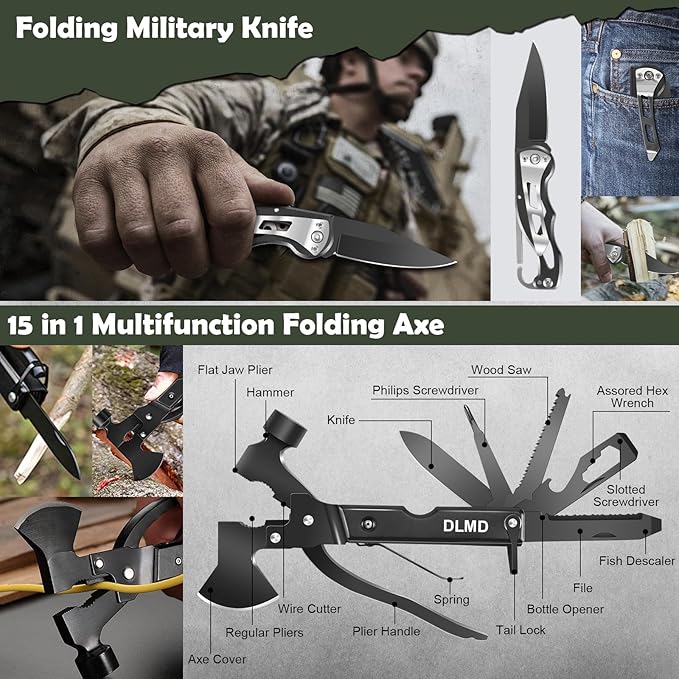 320 PCS Survival Kits First Aid Kit, Gifts for Men Christmas Him Dad, Survival Gear and Equipment with Tactical Molle Pouch f