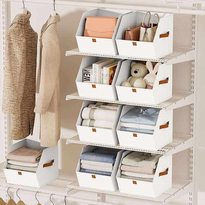 Homsorout Fabric Closet Storage Cubes - 8 Pack Square Storage Bins with Dual Handles for Clothes, Towels, Toys, Cube Storage 