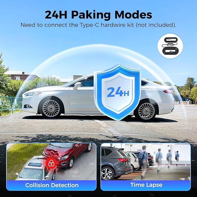 AZDOME M300S 4K Ultra HD Dual Dash Cam Front and Rear, Free 64GB Card, Built-in WiFi GPS Voice Control Car Camera, Night Visi