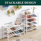 Smiry Long Bamboo Shoe Rack 3-Tier, Stackable Wooden Shoe Organizer for Entryway & Closet, Free Standing Wood Shoe Storage Sh