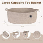 Optish Dog Toy Basket, Toy Box and Bin for Dog Cat Storage, 19.7" X 11" X 7.9" (30L) Large Woven Rope Basket for Blanket Stor