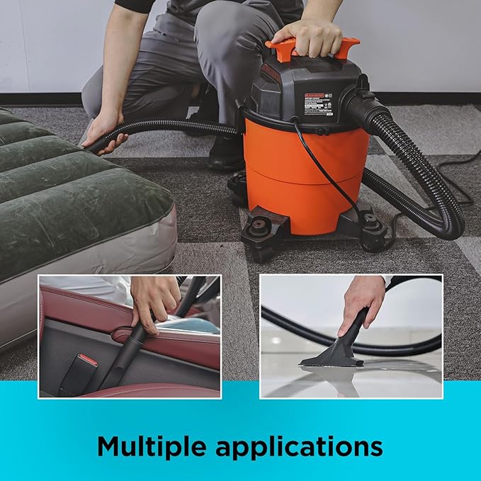 BLACK+DECKER Shop Vacuum Wet and Dry, 4 Gallon 3-in-1 Portable Shop Vac with Accessories, Workshop, Garage, Home and Car Vacu