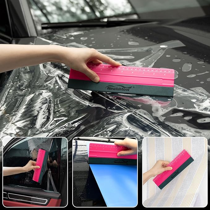 NEWISHTOOL Vinyl Wrap Squeegee for Vinyl, Big Size Wallpaper Smoothing Squeegee, 3 Pack 25CM Decals Squeegee with Ruler & Micro Suede Felt Edge for Sign Making Graphic Window Tint Film Application