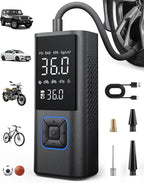Cordless Tire Inflator 150PSI Portable Air Compressor with Auto Shutoff, Air Pump for Car Tires, Motorcycle, Bike, Balls, Inflatables, LED Light, Blue, Large Capacity