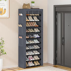 OYREL Shoes Rack 10 Tier Tall Shoe Rack with Storage Pockets, Fabric Covered Shoe Racks,Metal Shoes Rack Organizer for Closet