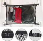 Kaskawise Car Ceiling Cargo Net, 31"x21" Adjustable Double-Layer Mesh SUV Roof Organizer, Van Life Accessories for Long Trip, Car Camping Essentials, Road Trip Must-Haves for Overhead Storage