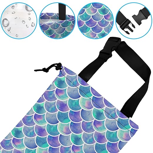 Car Trash Bag Hanging Mermaid Rainbow Scales Car Trash Can Waterproof Garbage Bag Hanging for Car Back Seat