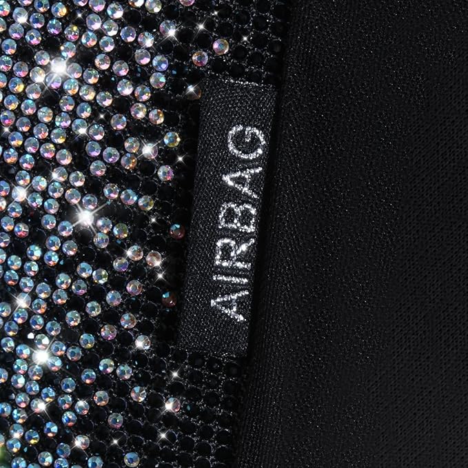 CAR PASS Bling Diamond Leather Car Seat Covers for 2 Front Interior Sets, Waterproof Shining Glitter Sparkly Crystal Universa