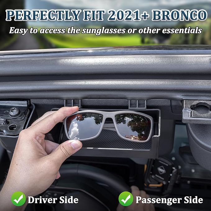 TOPINSTALL Sun Visor Sunglass Holder Compatible with 2021-2026 Ford Bronco 2/4 Door, Glasses Box Card Storage Organizer Interior Accessories 1 Pack Black(Not for Sport Model)