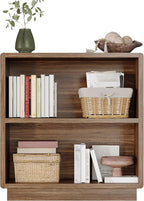 ChooChoo 2-Tier Bookcase, Small Wooden Bookshelf, Farmhouse Bookshelf with Open Storage, Short Bookcase for Bedroom and Home 