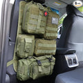 tactical car seat back organizer and storage truck seat covers with a Molle Vehicle Panel and 5 Different Size Molle Pouches for most models such as Jeep,SUV,Pickup (Army green)