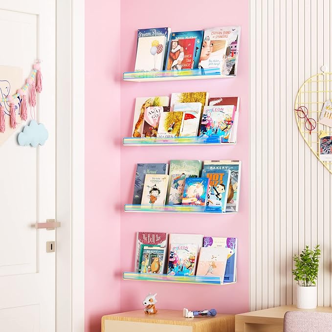 upsimples Acrylic Shelves for Wall Decor, 15" Display Shelf for Perfume, Skincare, Nail Polish, Wall Organizer for Bathroom, 