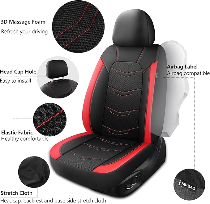 Car Seat Covers,Leather Seat Covers,Breathable and Sporty Car Seat Cover,Universal Fit Automotive Seat Covers for Truck Cars 