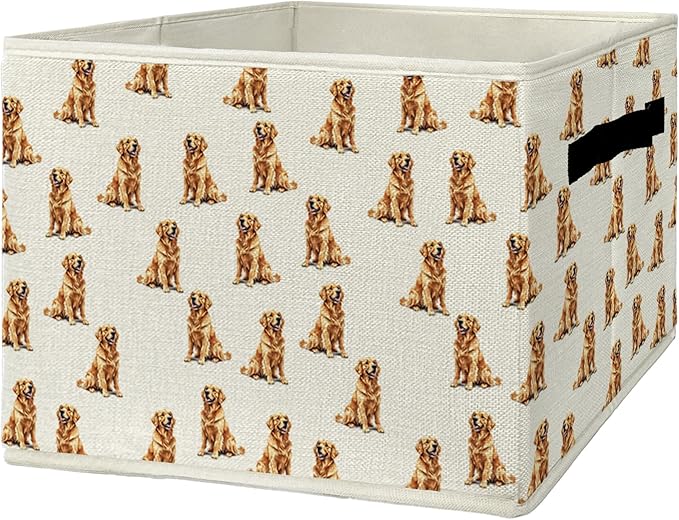 Golden Retriever Gifts Storage Bins & Boxes with Handles, Golden Retriever for Women Men Foldable Basket for Organizing, Dog 