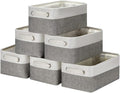 HNZIGE Small Organizer Bins for Shelf,Small Fabric Collapsible Baskets for Organizing Nursery Linen Canvas,Set of 6 Decorativ