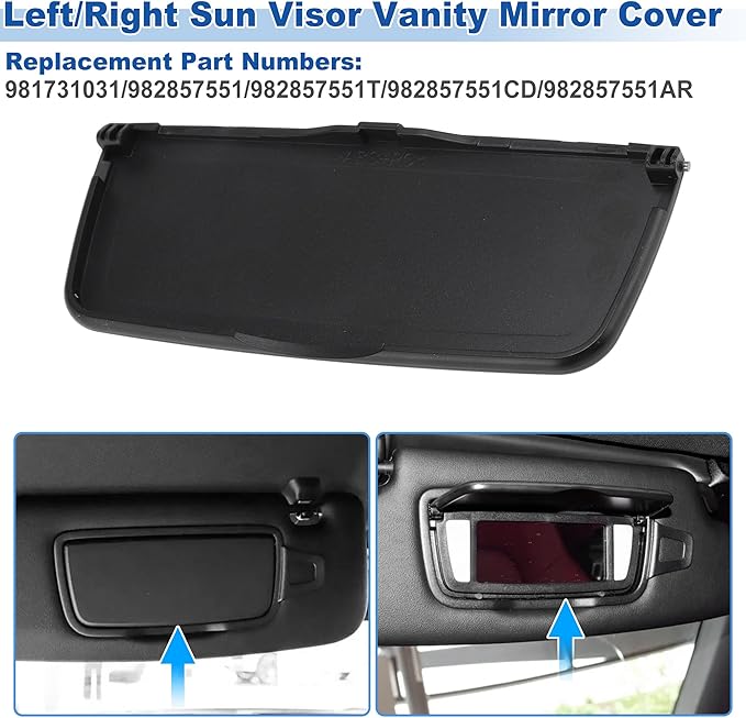 Sun Visor Mirror Cover for Porsche Boxster/Cayman 981 2014-2016 for Porsche Carrera 911 2012-2024 Left/Right Sun Visor Vanity Mirror Cover Black