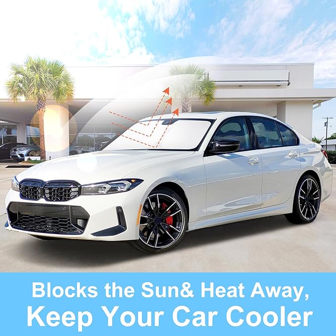 Front Windshield Sun Shade Foldable Car Front Window Sun Shade Windshield Shade Custom Fit for 2013-2018 BMW F30/F31/F80/M3 Block UV Rays Accessories Heat Keep Cooler