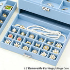 QBestry 3-Layer Jewelry Box for Girls & Teens with Lock and Key, Large Jewelry Organizer with 8 Necklace Hooks & 56 Earring H
