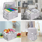 DocSafe Fireproof Document Box with Lock,File Storage Organizer with Zipper Pockets,Collapsible Portable File Box Home Office