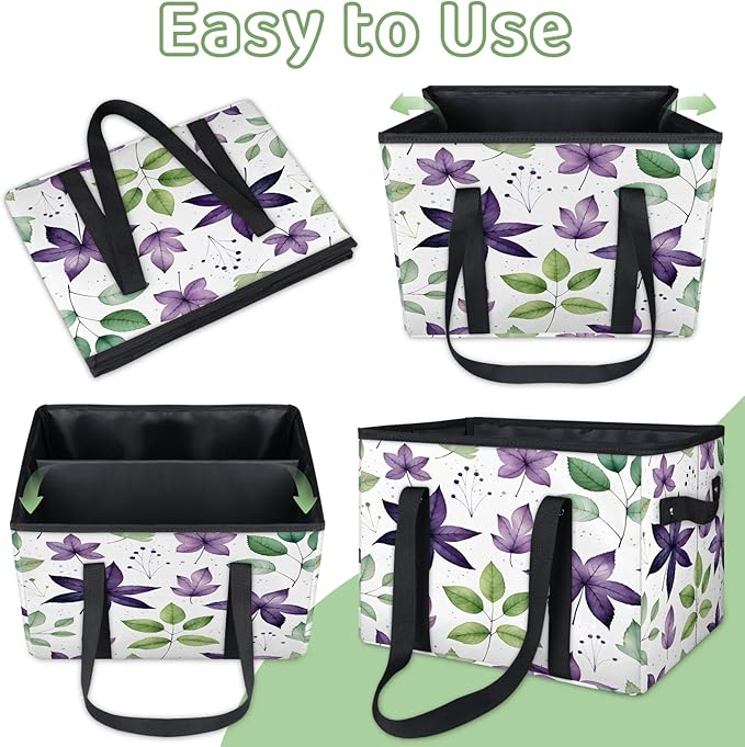 Reusable Grocery Bags Heavy Duty Shopping Bags Foldable Large Tote Bags with Long Handles & Hard Bottom