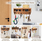 Key Holder Wall Mount - Mail Organizer Wall Mount with 6 Key Hooks and Storage Box for Sunglasses Storage and Dog Leash Holde