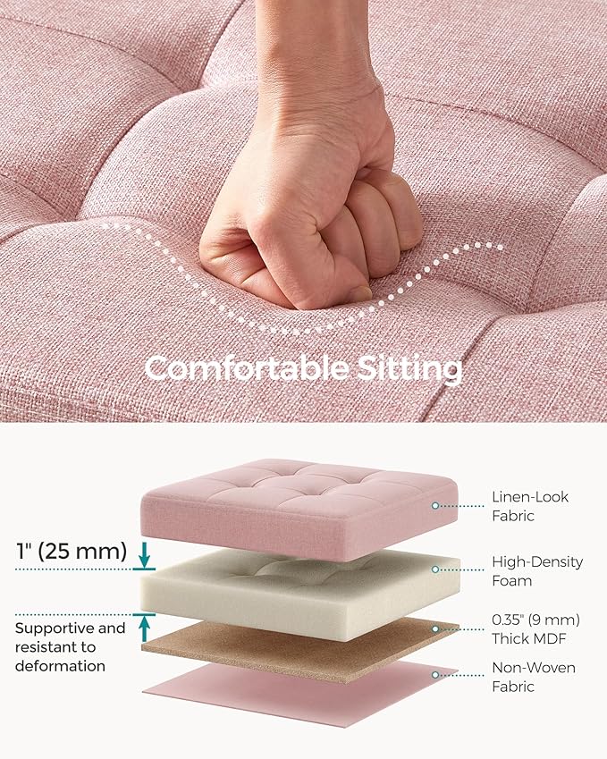 SONGMICS MAZIE Collection - 43 Inches Folding Storage Ottoman Bench, Ottoman Foot Rest, End of Bed Bench, Storage Chest, Load
