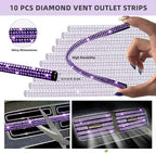 NBTEPEM 30 Pcs Purple Bling Car Accessories Set for Women, Purple Steering Wheel Cover Set, Bling Console Cover, Seat Belt Cushion, Shift Knob Cushion, Cup Coaster, Rhinestone Car Hanging Accessories