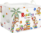 Clastyle Reading Corner School Classroom Book Basket 36L Large Monkey Book Tree Shelf Basket for Kid Nursery Room Collapsible