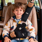 Seat Belt Cover Pad for Kids, Cute Animal Child Seatbelt Covers for Girls and Boys (Bear(Black))