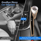 Car Seat Gap Filler Organizer 2 Pack, Car Seat Organizer with Cup Holders, 3-in-1 Removable Auto Organizer for Women, Universal Fit SUV Truck Fill The Gap Between Seats & Console(Beige)