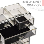Sorbus Acrylic Makeup Organizer Set, 6-Drawer Vanity & Countertop Cosmetic Storage with Small & Wide Compartments, Black-Tint