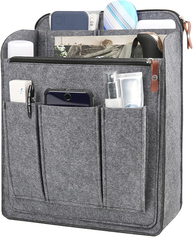 Surblue Felt Backpack Organizer Insert for Travel Rucksack and Daypack, Bag Insert Liner Pocket with Zipper, Large Capacity D