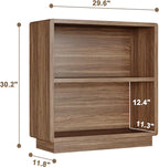 ChooChoo 2-Tier Bookcase, Small Wooden Bookshelf, Farmhouse Bookshelf with Open Storage, Short Bookcase for Bedroom and Home 