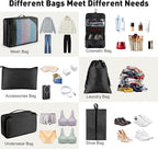 Toncoke 8-Piece Packing Cubes for Travel, Mesh Luggage Organizers with Shoe Bag, Toiletry Bag, Laundry Pouches, 4 Sizes (XL/L