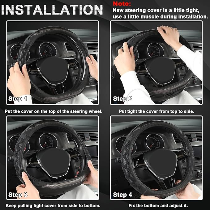 GIANT PANDA Steering Wheel Cover for Nissan Altima Rogue - Car Steering Wheel Cover for Nissan D Shape(Gray-D-Shaped)
