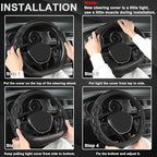 GIANT PANDA Steering Wheel Cover for Nissan Altima Rogue - Car Steering Wheel Cover for Nissan D Shape(Gray-D-Shaped)