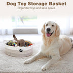 Optish Dog Toy Easter Basket, Toy Box and Bin for Dog Cat Storage, 13.5" X 11" X 5" Small Woven Rope Basket for Baby Storage,