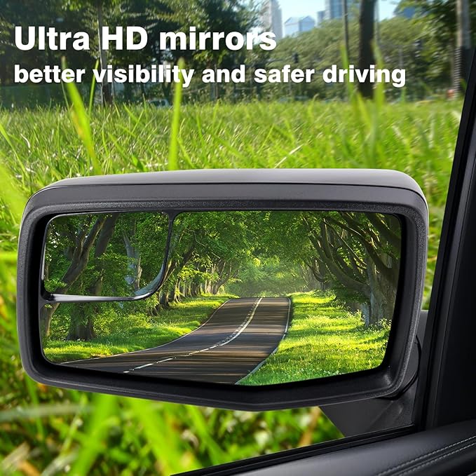 Left Driver Side Mirror Glass Compatible with 2019 2020 2021 2022 2023 2024 2025 Chevy Silverado 1500 GMC Sierra 1500 With backing plate Heated (with a tool) Replace# GM1324159 84309708