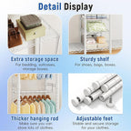 Raybee 88.2" W Clothes Rack Heavy Duty Clothing Racks for Hanging Clothes Extra Wide Portable Closet Loads 1200LBS Freestandi