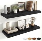 Fun Memories Floating Shelves for Wall, 30 Inch Long Floating Shelves Set of 2, 30 x 10 Wooden Shelves for Wall, Large Storag