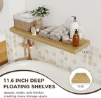 Fun Memories 12 Deep Floating Shelves, 40W x 12D Floating Shelves for Wall Set of 2, Extra Deeper Hanging Wood Shelves for Wa