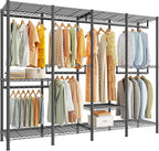 Raybee Clothes Rack for Hanging Clothes,Clothing Rack with Shelves,Portable Closet,Adjustable,76" W x 77" H x 18" D,Max Load 